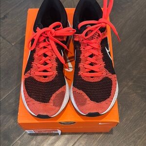 Vibrant Red and Black Athletic Shoes